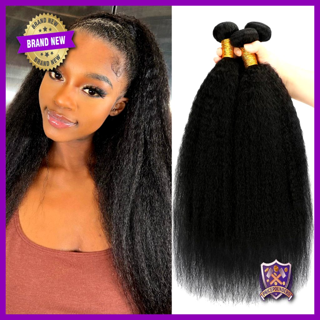 Kinky Straight Human Hair Bundles 100% Brazilian Virgin Hair 3 Bundles